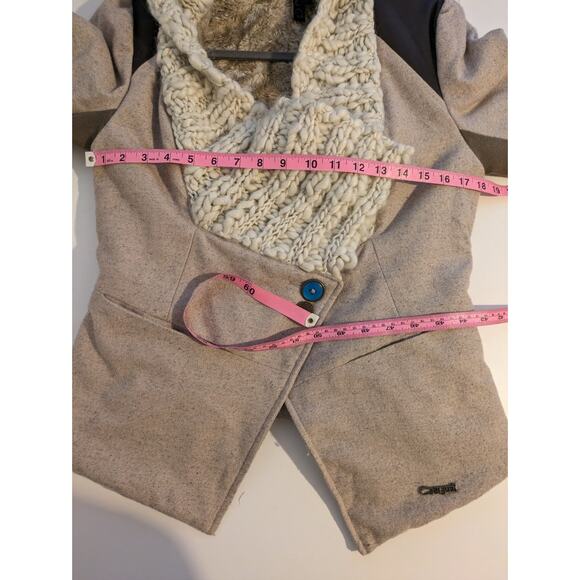 Desigual Jacket Wool Chunky Knit Faux Fur Art to Wear Boho Fall Winter Size 8 - Picture 15 of 16